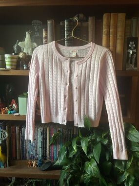 Light Pink Pastel Knit Button-Up Cardigan Sweater